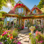 Exterior de una casa con jardín y espejos